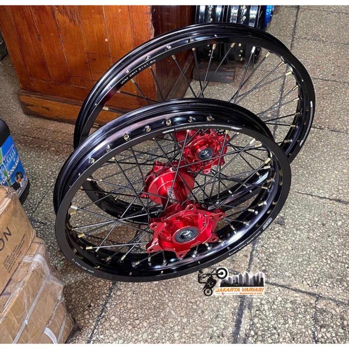 paket velg 18 21 full cnc crf 150l trail trabas adventure velg scarlet