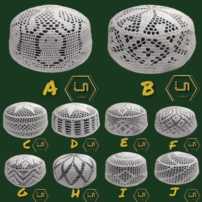 kopiah/peci style tarim asli rajutan tangan (new motif)