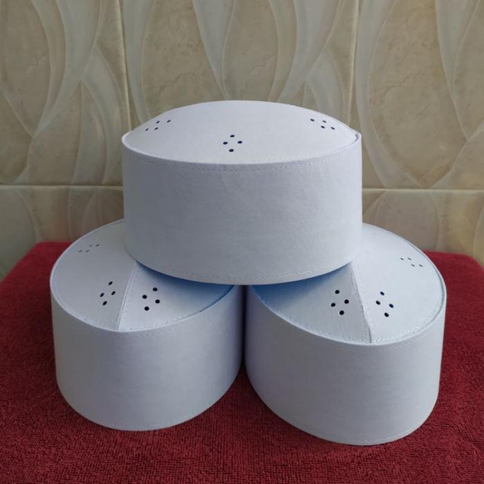 Peci haji putih s, peci mika (fiber) tinggi +-9 cm