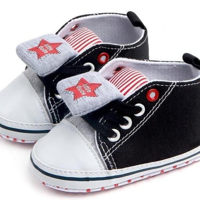 Emy Pw21 - Prewalker Tekuk Little Dude Hitam Bintang Sepatu Anak Bayi