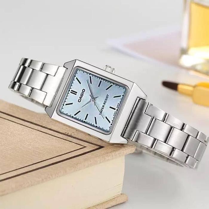 SKY-[ COD] Jam Tangan Wanita Casio Kotak Strap Rantai Stainless / Jam