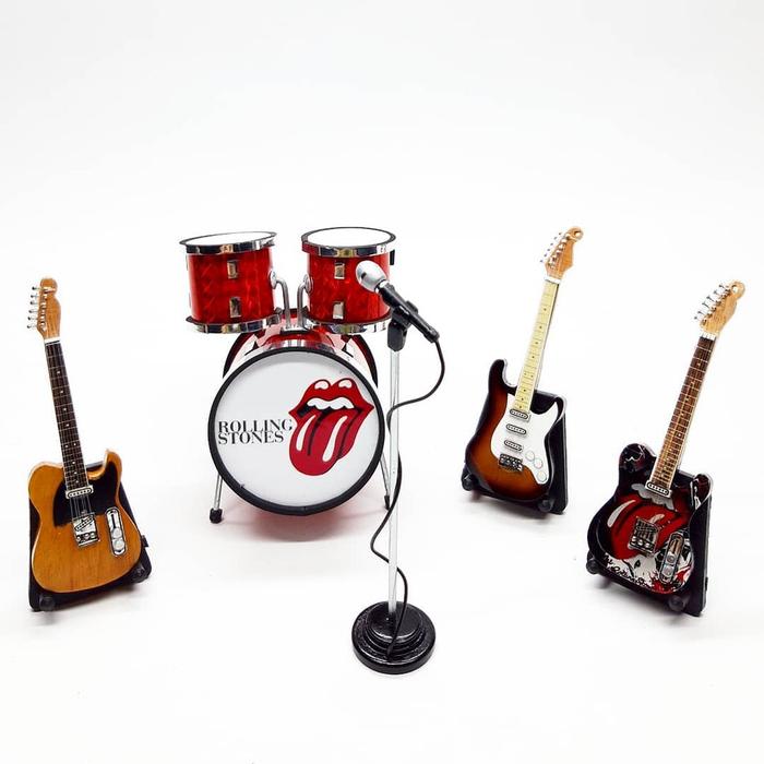 Promo Hiasan dashboard Miniatur Gitar Bass Drum RS Dan Mic