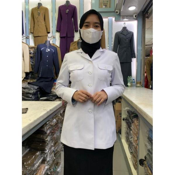SH327 seragam pns wanita putih hitam Princessfa/ blezer princessfa/
