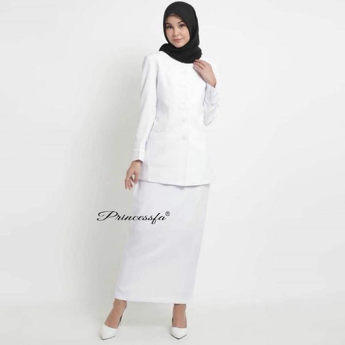 BS752 seragam princessfa putih /seragam perawat / blazer bidan / baju