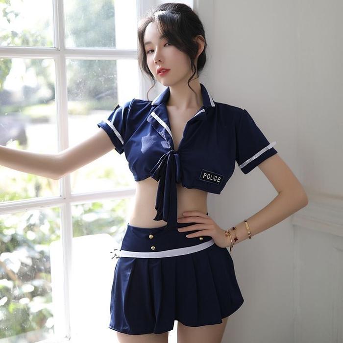 Set Lingerie Sexy Rok Model Cosplay Sexy Police Stelan Cosplay Polisi