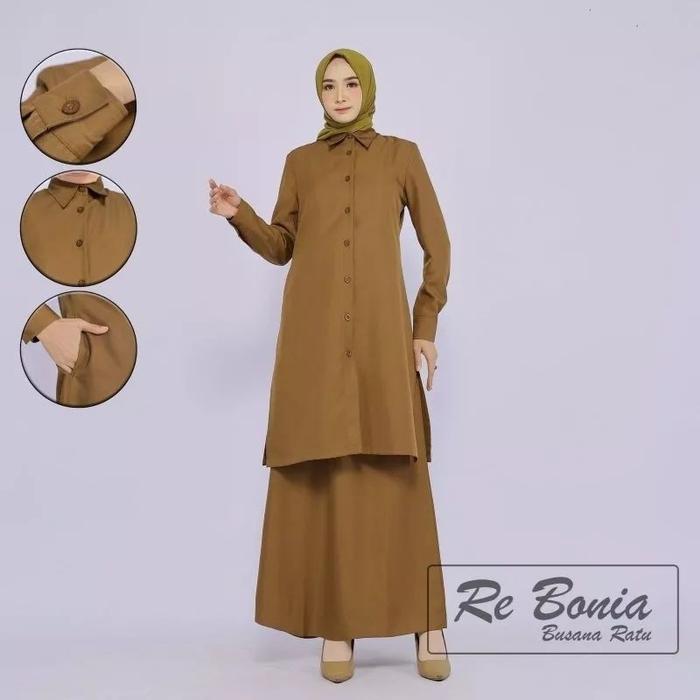 TX501 seragam tunik pemda rok A re bonia NON PURING/ seragam pdh kheki