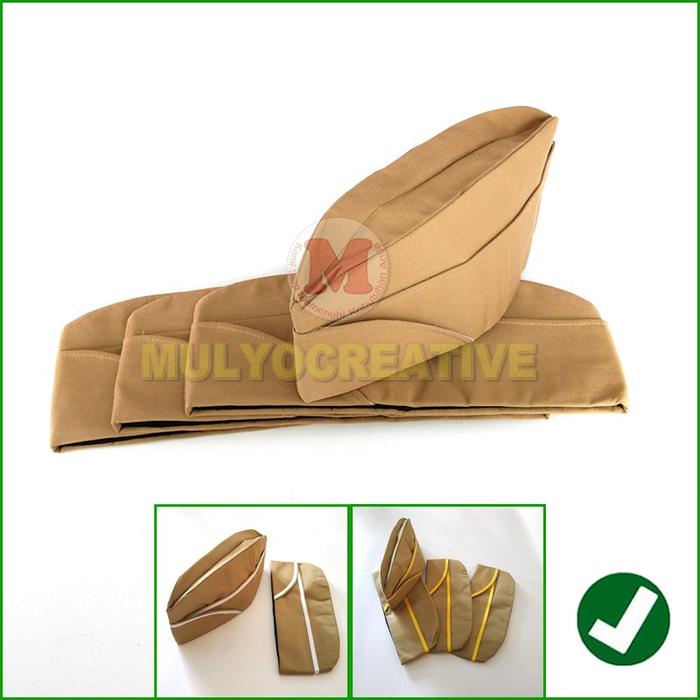 murah Topi Mutz Warna Khaki Lis Putih Emas Perak - Topi Mut Pns Asn Go