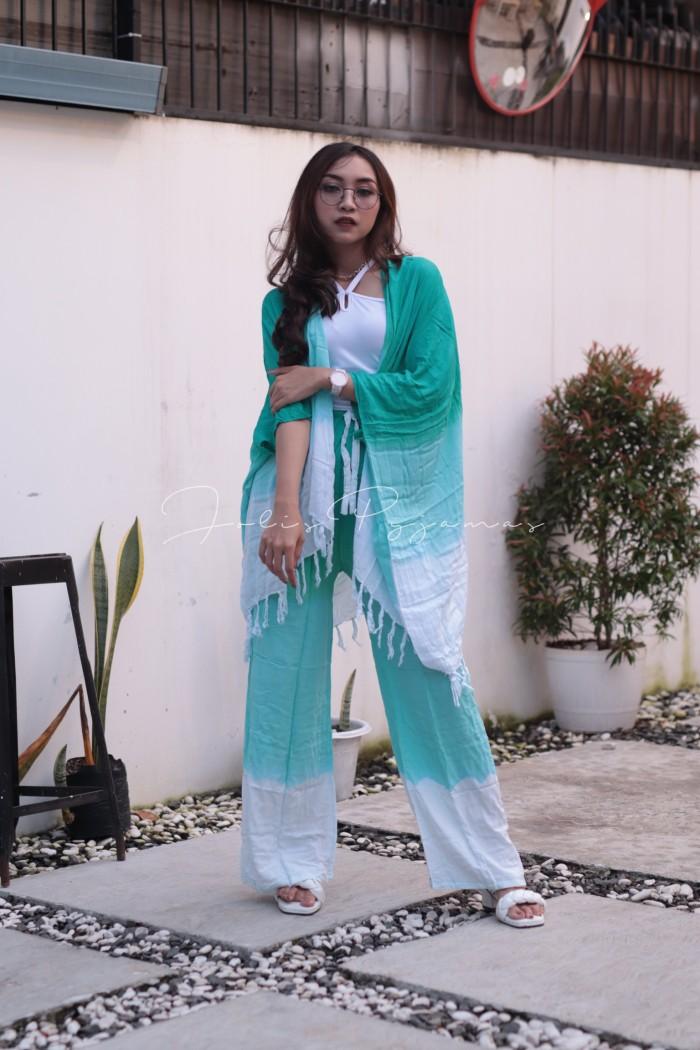 Promo BAJU TIE DYE GRADASI COKLAT SETELAN WANITA BALI CARDIGAN OUTER