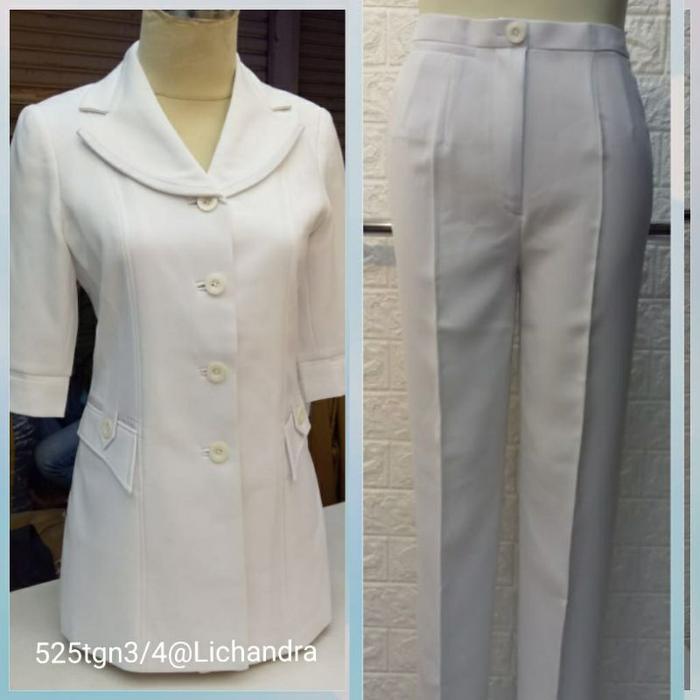 NW421 Blazer dan Rok Celana LICHANDRA/Setelan/Seragam/Putih/Seragam