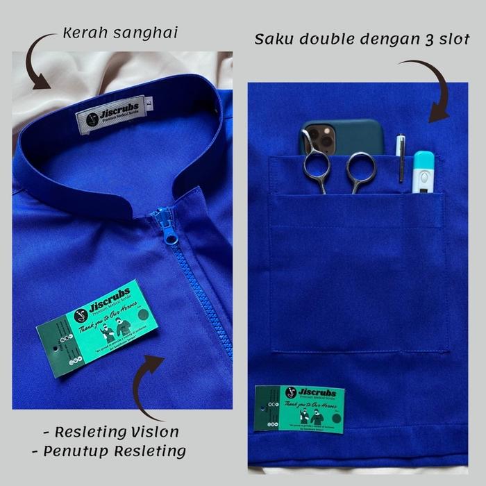 EK710 Baju Perawat Resleting Seragam Oka Rumah Sakit Baju Stenen Baju