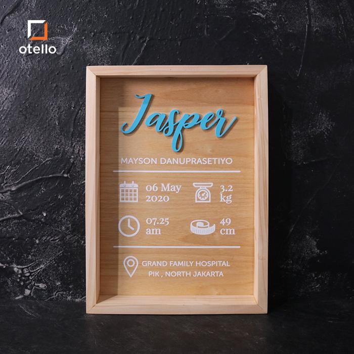 Baby Biodata Custom | Frame Biodata Bayi | Dekorasi Bayi Kayu