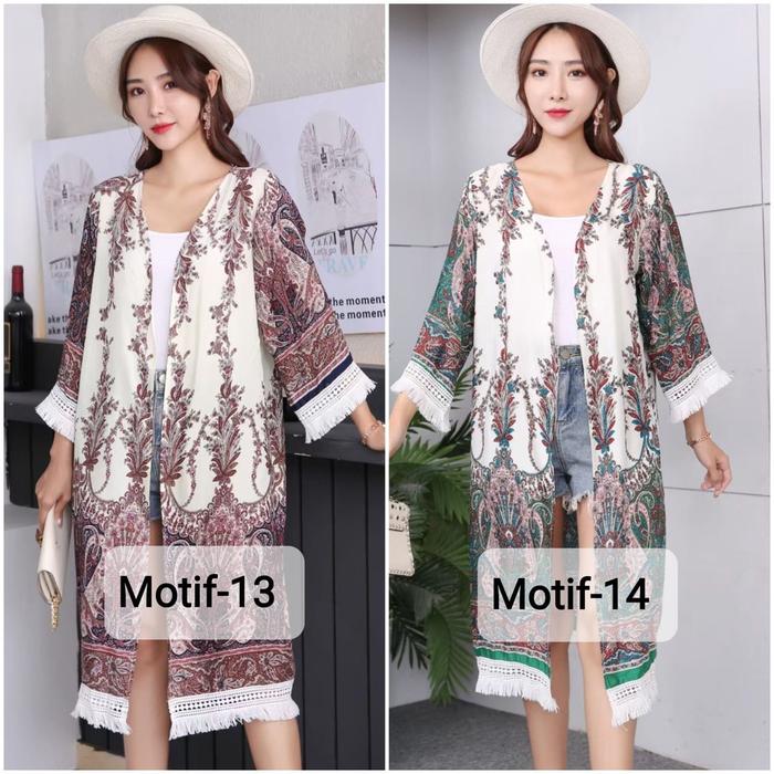 Bohemian Long Outer / Cardigan Panjang motif Etnik 9905