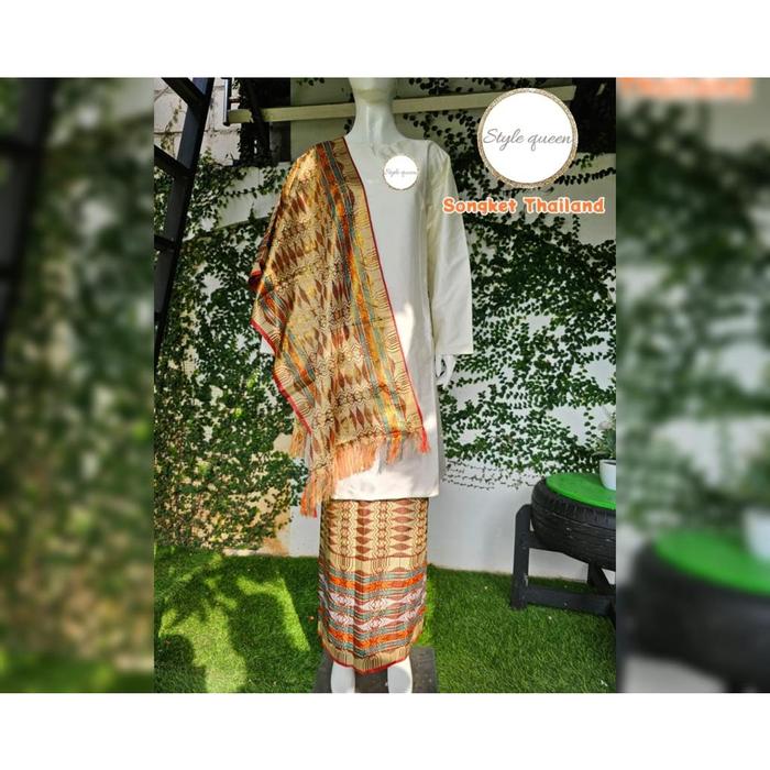 Set Kain Songket selendang Thailand / Kain Rok Songket Kebaya (1 Set
