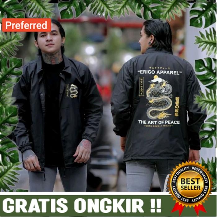 JAKET COACH PRIA ERIGO APPAREL CJ NAGA HITAM /JAKET PRIA CASUAL