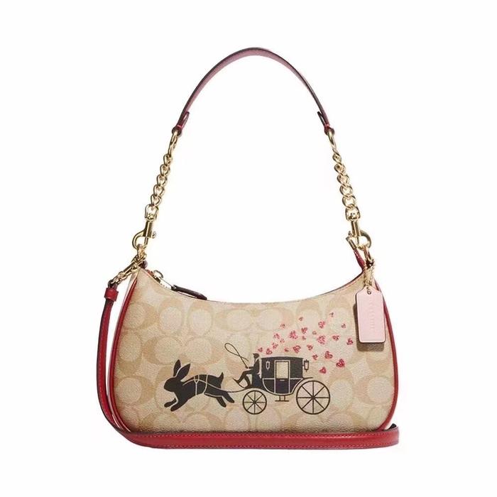 CF403 Coach original classic logo TERI shoulder bag leather material