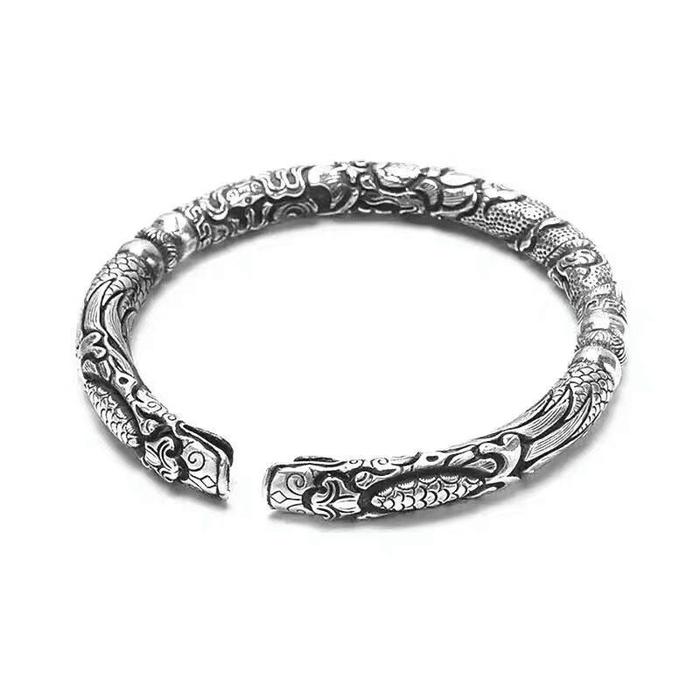 NM56DF 925 murni Perak gelang untuk pria Double Dragon Thai Silver