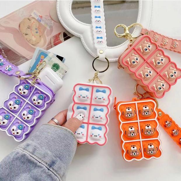 Produk Dompet Popit Fidget Gantungan Kunci Kawai Cute Popit Wallet