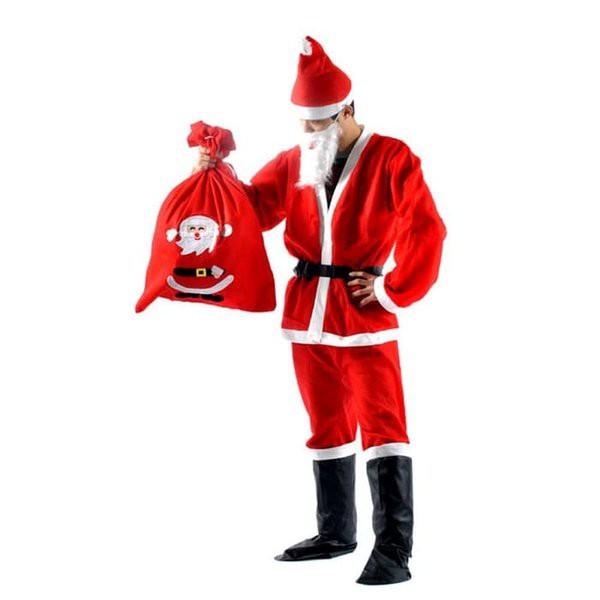 Kostum Sinterklas Santa us  Topi Jenggot Sabuk Atasan Bawahan