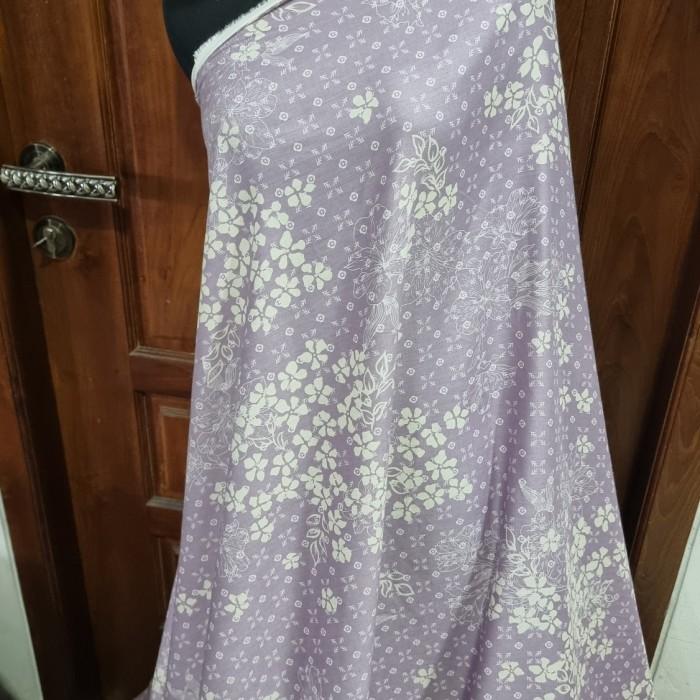 Kain Rayon Viscose Batik Bunga Dusty Ungu/Lilac