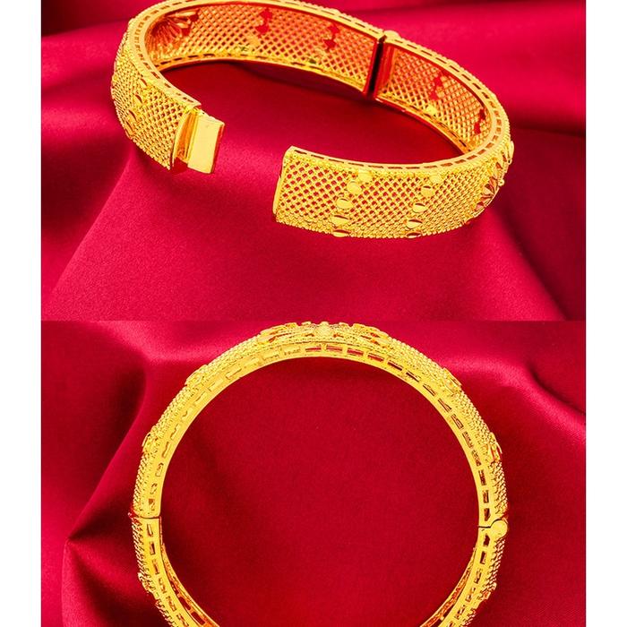 N67RT Perhiasan Gelang Wanita Lapis Emas Emas Asli Kadar 375 Model