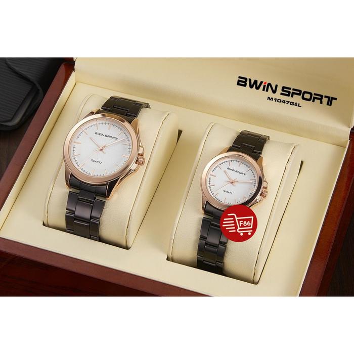JAM TANGAN PRIA BWIN SPORT RANTAI STAINLESS STELL COUPLE WANITA