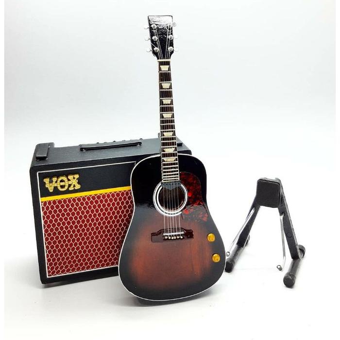 Miniatur Gitar Akustik John Lennon dan Miniatur Amplifier Vox Classic
