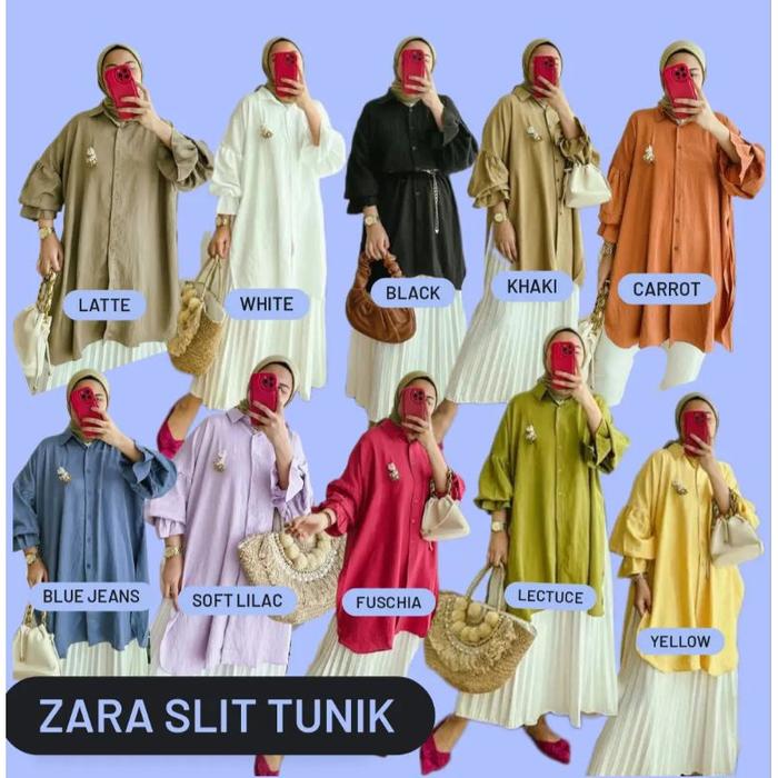 Zara Slit Tunik / Kemeja Viral/ Tunik Viral / Jumbo