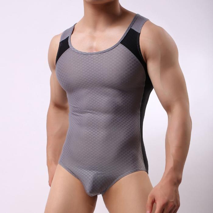 AIIOU Pakaian Dalam Pria Seksi Bodysuit Leotard Pakaian Pembentuk