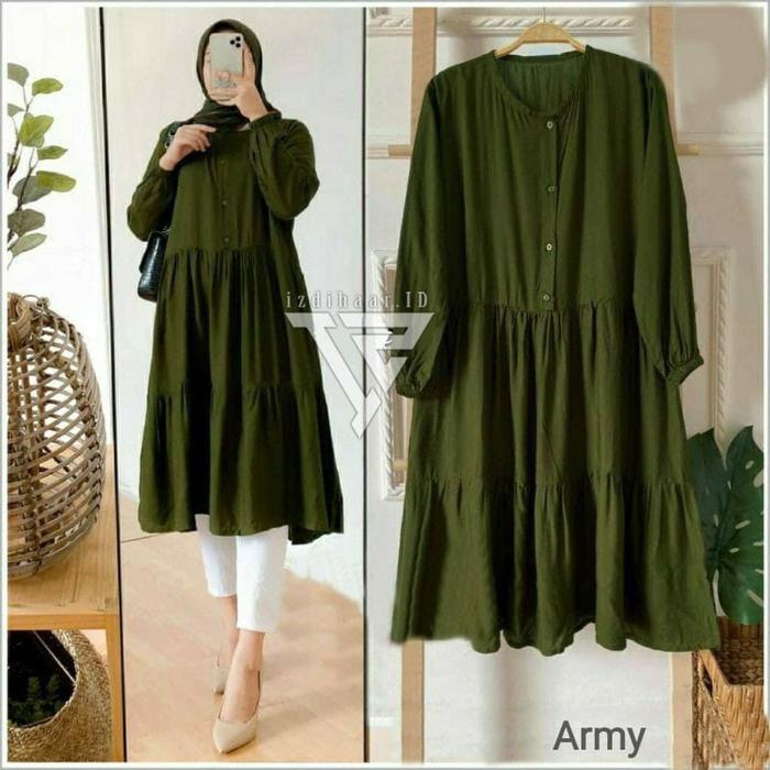 Zyva Tunik Rayon Twill Premium// Tunik Rempel Susun//Size Mlxl
