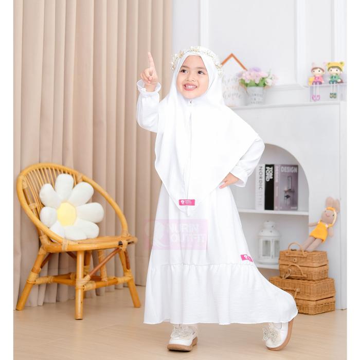 Yasmin Kids Gamis Putih Anak Crinkle Airflow Premium Gamis Putih Anak