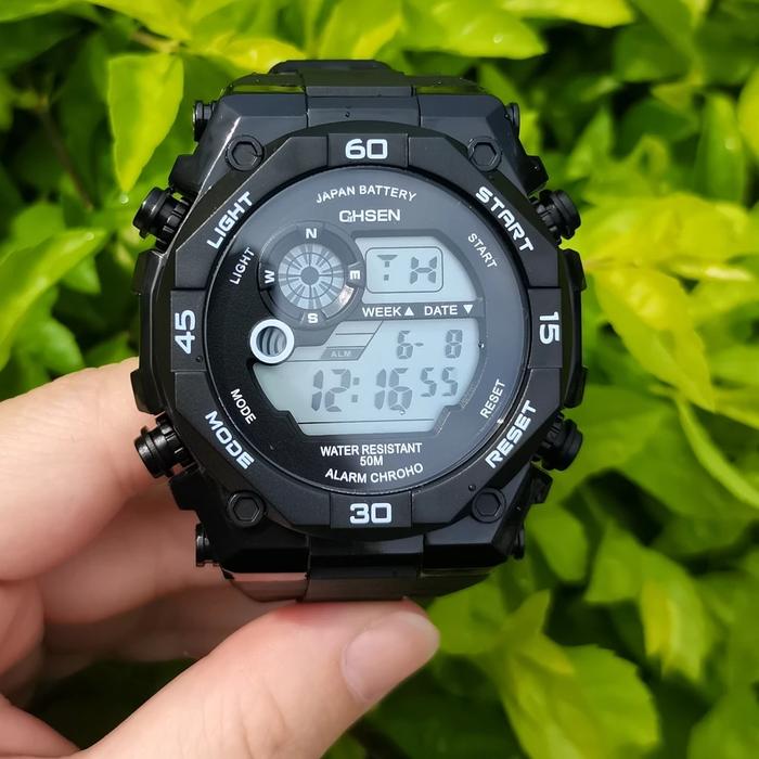 OHSEN jam tangan Digital untuk pria, arloji menyelam Digital hitam