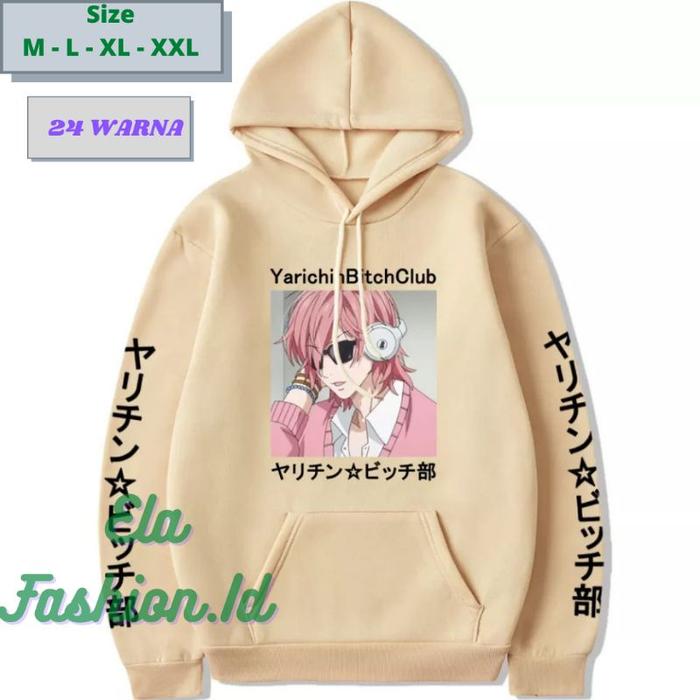 Hoodie Bitch Club Anime Yarichin Ayato Yuri Hooded Kawai Uni Pria