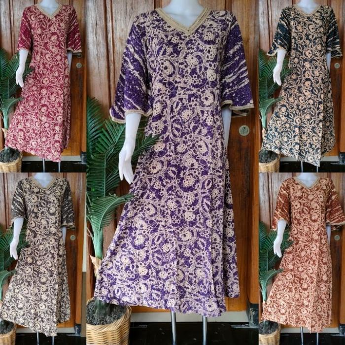 Batik Putri Diana-Sekdres AMEL Daster Panjang Lengan Pendek Tali