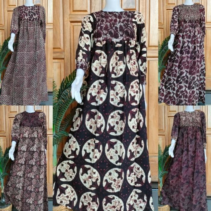 Batik Putri Diana-Longdres Ida Motif Batik Tulis Daster Panjang Lengan