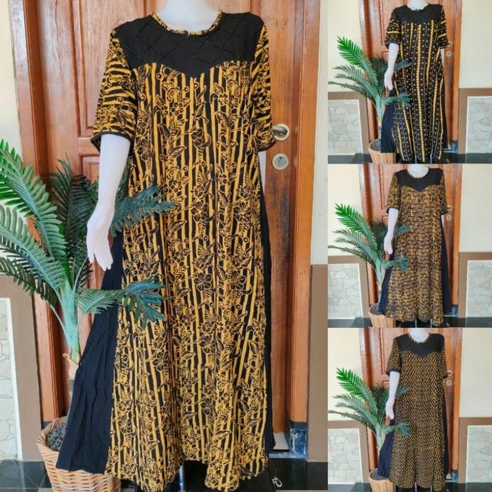 Daster Huza Pretty Jumbo Daster Panjang Lengan Panjang Resleting Depan