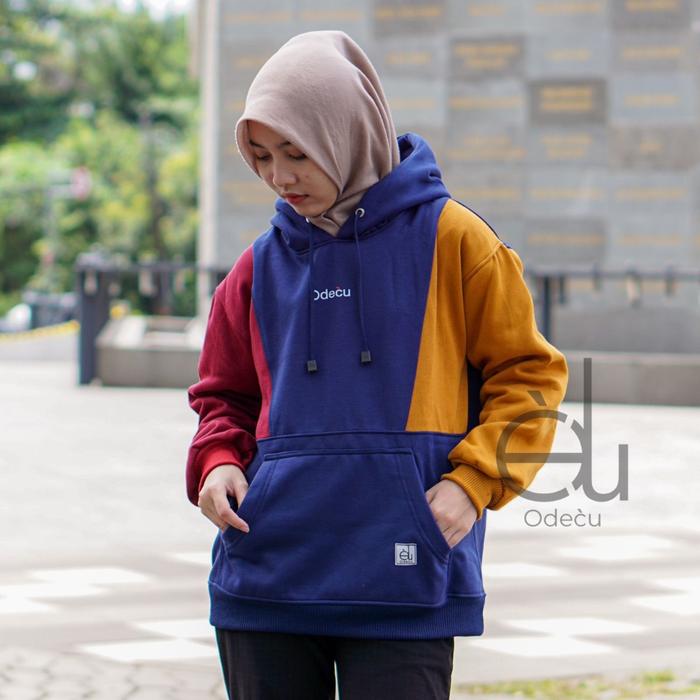 ODECU PREMIUM HOODIE MIX COLOR NMD NAVY MAROON DARK MUSTARD SWEATER