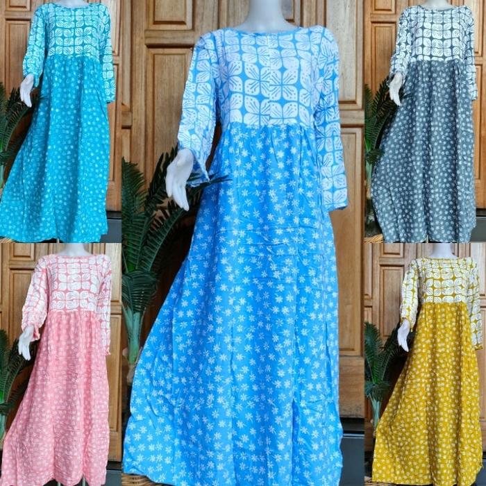 Daster Jumbo Lengan Panjang Resleting Depan Batik Huza/Putri Diana