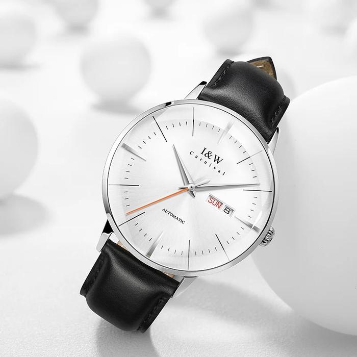Jam tangan otomatis pria, Swiss I & W 2020 ultra tipis jam tangan