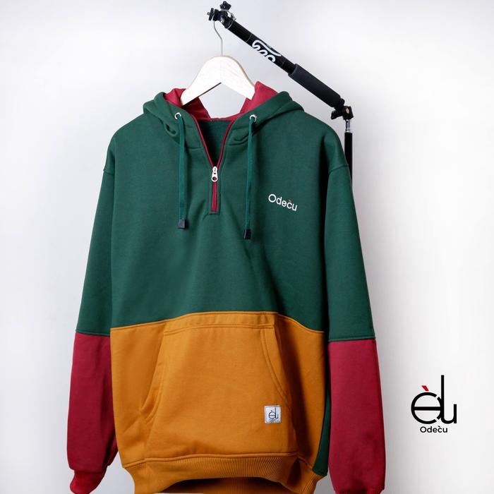 ODECU PREMIUM HOODIE MIX COLOR JMD JOTOL MAROON DARK MUSTARD SWEATER