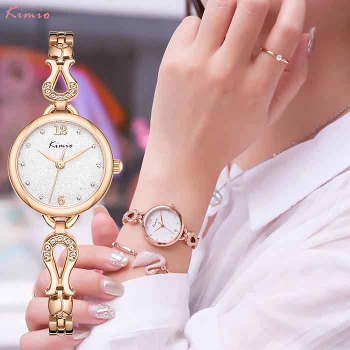 Kimio Wanita Jam Tangan Set Fashion Kasual Gelang Watch Merek Mewah