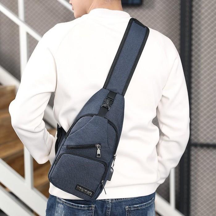 Model Tas Selempang Pria Slingbag Tas Pria Usb Port Kanvas MJL