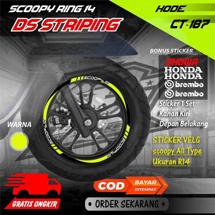 Ct-187 Cutting Stiker Variasi Pelek Motor Scoopy Ring 14 Velg Motor