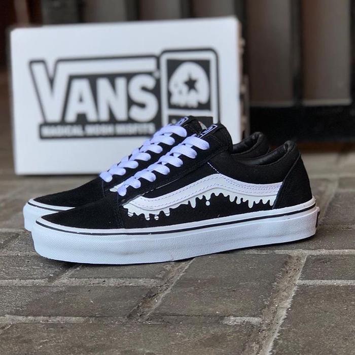 Sepatu Pria Casual Vans Old Skool Lumer Hitam Putih Sepatu Gaya