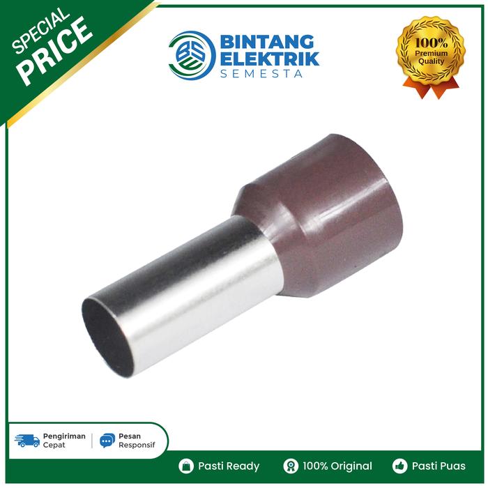 Ferrules 25 mm Isolasi E2516 Skun Kabel ORIGINAL - Coklat
