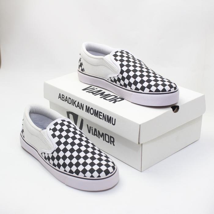 Sepatu Viamor Slip On Catur Premium Waffle Dt Terlaris Grade Ori