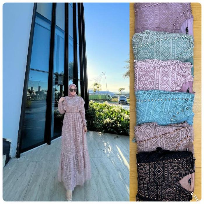 Gamis Tangan Brukat Tille Terbaru Abang Adek Collection Gamis Fashion