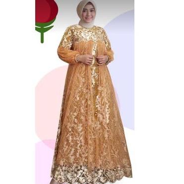 Gamis Brukat Tille Premium Terbaru Abang Adek Full Puring Gamis Sultan