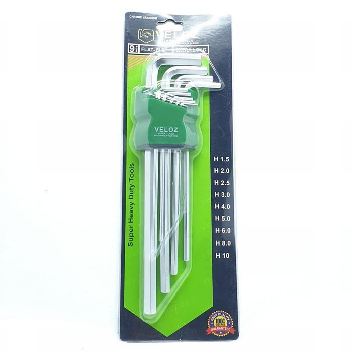 Veloz Flat Flat / Premium Kunci L Set 9 Pcs Flat Flat Hex Chrome