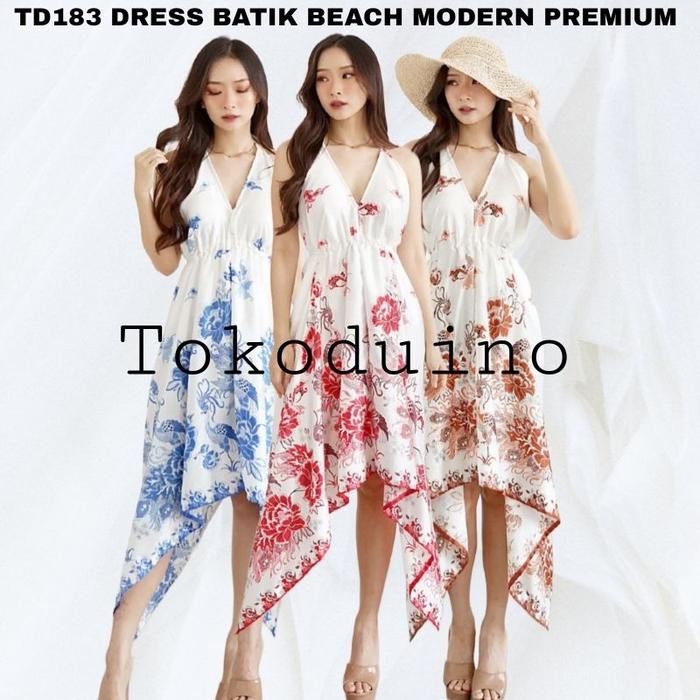 TD183 DRESS BATIK PANTAI/ DRESS PANTAI SEXI// BATIK MODERN