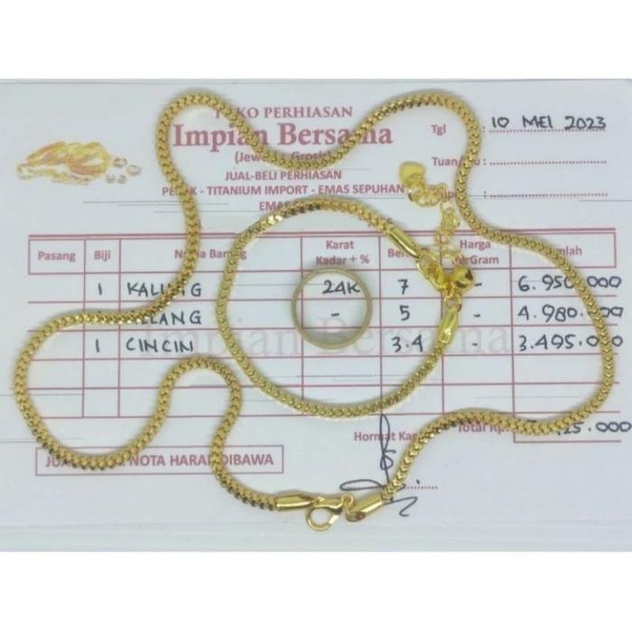 PROMO Perhiasan Set Milano Kalung 7gram,gelang 5gram,free Cincin Gold